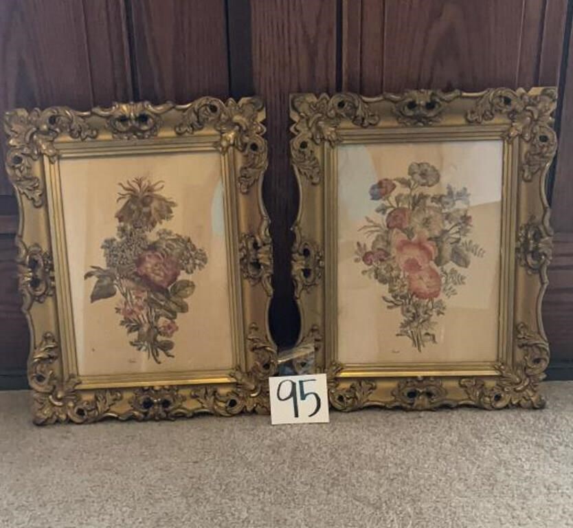 Vintage Antique Ornate Floral Pictures 
13 x 16