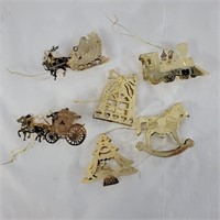 Vintage gold in color Christmas ornaments