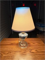 2 Unique glass table lamps with blue rocks inside