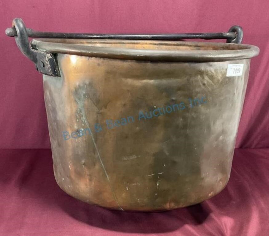 Large 24 inch dovetailed antique copper pot