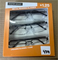 Foster Grant Classic Reading Glasses, +1.25, 3pk