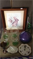 Group lot of kitchen items including a purple