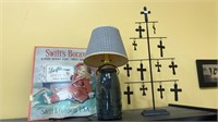 Group lot with a glass jar lamp, a new Swifts