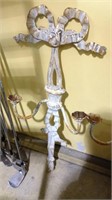 Two painted white cast metal candle wall sconces