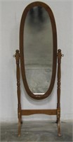 Wood Oval Tilt Dressing Mirror w/ Wood Base