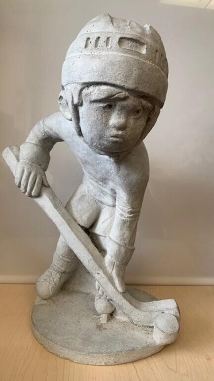 Hockey Player Child Concrete Statue