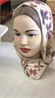 SIGNED HAND PAINTED POTTERY BUST