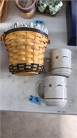 (2) LONGABERGER MUGS & UTENSILS BASKET