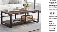 MHAOSEHU Industrial Coffee Table for Living Room