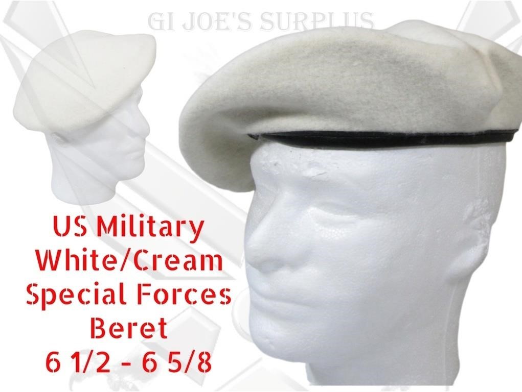 New Vintage Military US Made White Beret 6 1/2-5/8