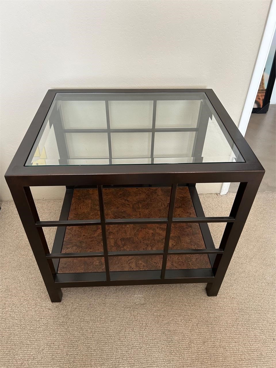 Metal Glass Top Side Table