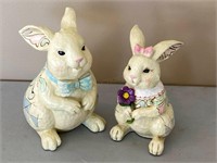 2 Easter Rabbit Figurines