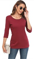 $34(S) Womens 3/4 Sleeve Cotton Casual T Shirts