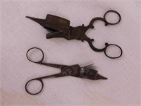 Two antique candle wick cutters