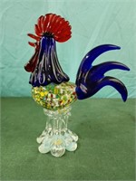 Rooster Murano Style Art Glass Figurine 10" tall
