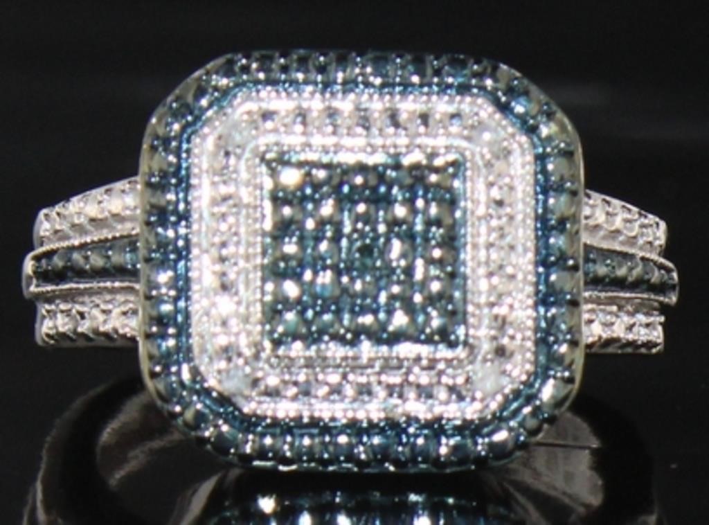 Genuine Blue Diamond Dinner Ring