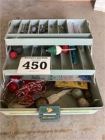 Tacklebox and contents, including wooden bobber