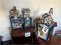 3 Pacific Rim Ceramic Lighted Christmas houses