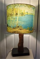 Mid Century Cypress Knee Table Lamp With