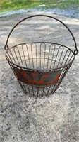 Wonderful Antique metal egg basket, with the