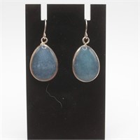 Blue with Silver  Wire Earrings