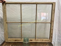 Old wooden 6 pane wood frame window