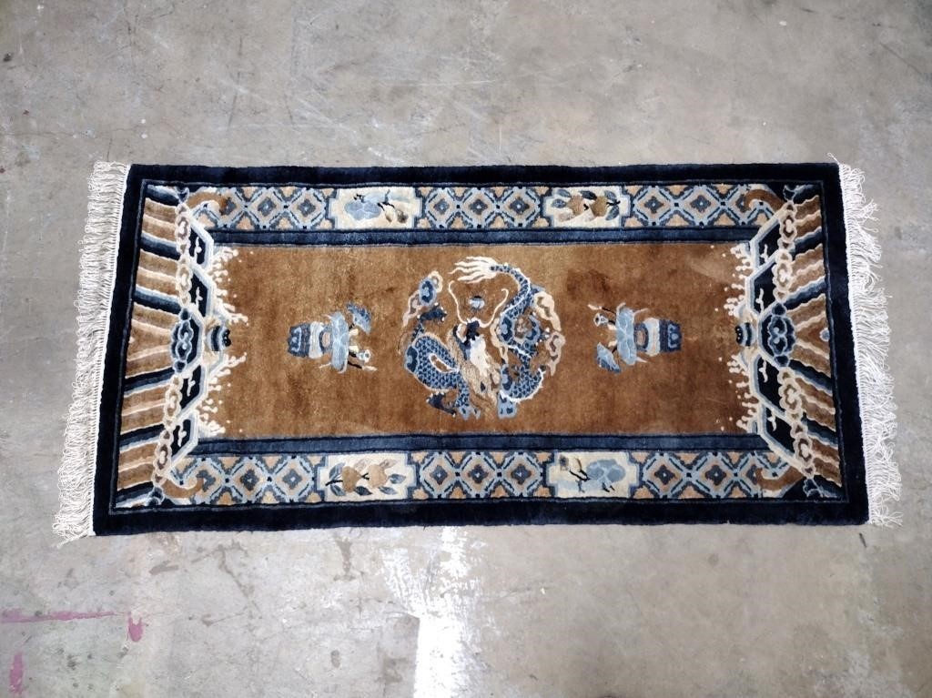 Hand Knotted Wool/Silk Dragon Area Rug