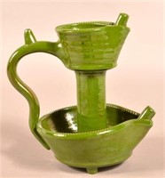 James Seagreaves Spinach Glazed Pottery Fat Lamp.