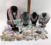 Pastel Costume Jewelry Lot: Necklaces, Earrings,