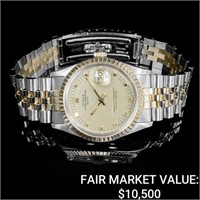 Rolex Date Champagne Dial SS & 18K Gold
