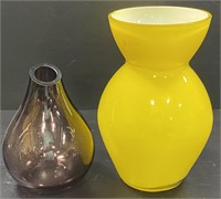 Yellow Opalino Vase & Amethyst Vase