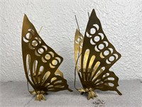 Lot of 2 Brass Butterfly Candle Holders