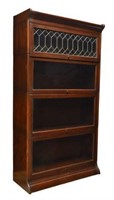 MAHOGANY 4-STACK BARRISTER BOOKCASE LEADED GLASS