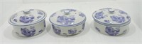 Hall China Blue Willow lot of 3 casseroles