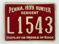 1935 PA RESIDENT METAL HUNTERS LICENSE: