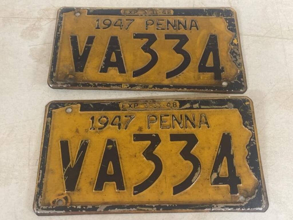 Pair of 1947 Pennsylvania License Plates