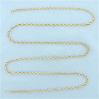 30 Inch Rope Link Chain Necklace in 14k Yellow Gol
