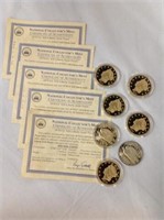 7 copies of Gold $20 Coins w/ COA's