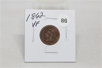 1862P VF Indian Head Cent