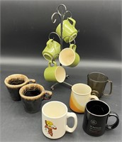 VTG COFFEE MUGS & TREE (1 IS EAGLE SCOUT)