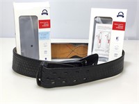 Leather belt with iphone battery cases and more.