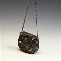 Vintage metal gemstone purse