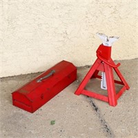 Tool Box Tools and single Jack Stand