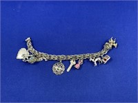 Sterling Silver Charm Bracelet w Charms