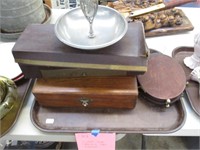 3 Fold Mirror, Horn(?) Handled Serving Set Forks++