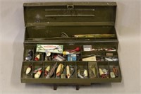 Vintage Metal Hobart Fishing Tackle Box,