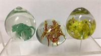 (3) Art glass paper weights