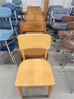 Six vintage solid wood chairs