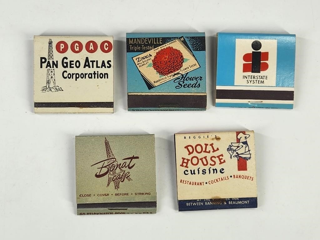 5) VINTAGE ADVERTISING FEATURE MATCHBOOKS