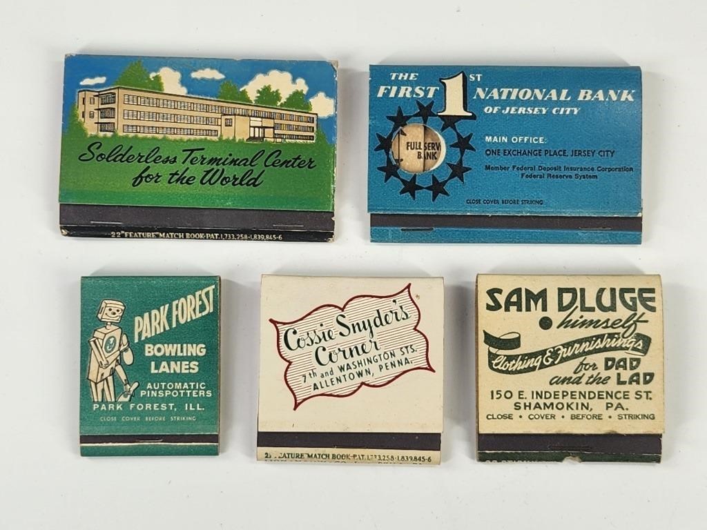 5) VINTAGE ADVERTISING FEATURE MATCHBOOKS